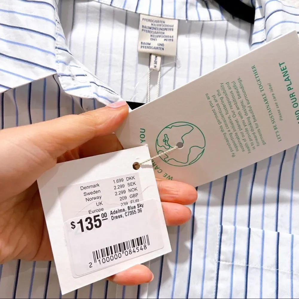 Baum Und Pferdgarten Adelma Top Striped Shirt Dress Blue Size 36
